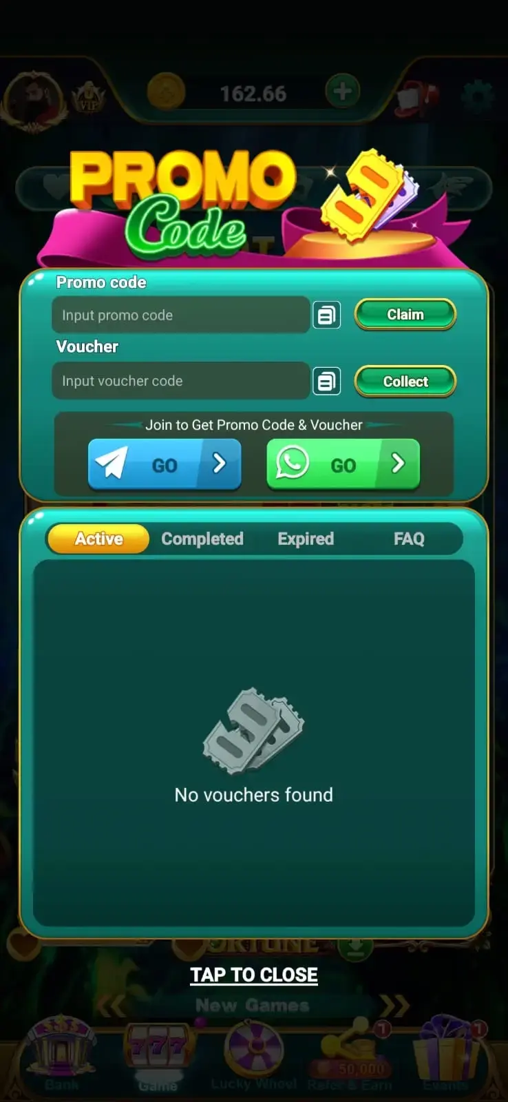 Yono Arcade promo code screenshot