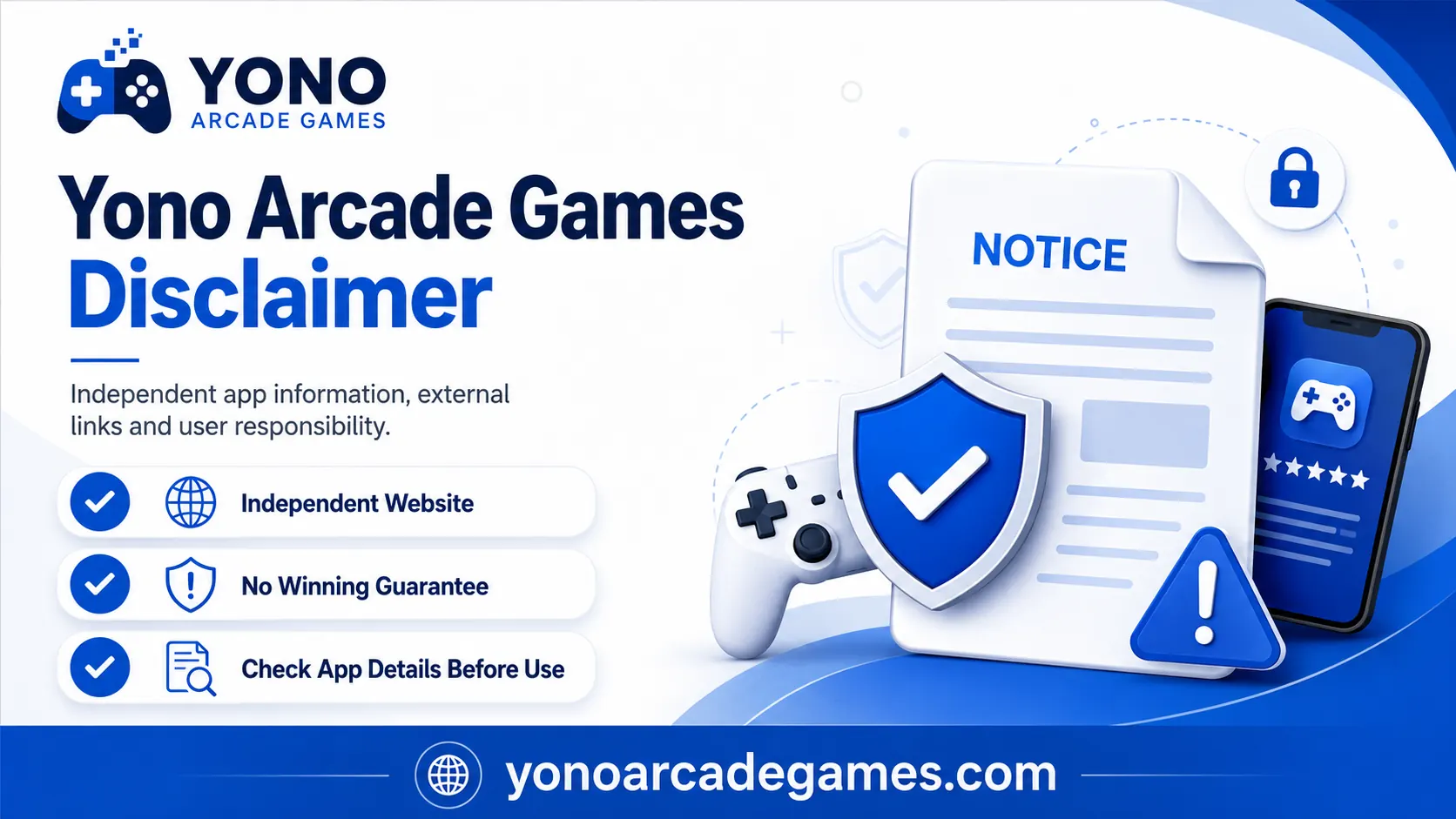Yono Arcade Games Disclaimer information